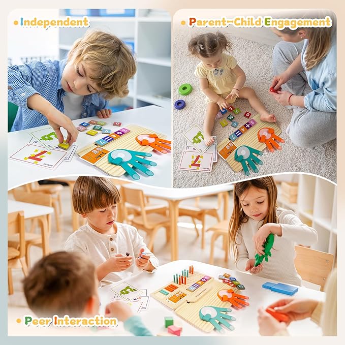 Learning Toys 3-5, Educational Toys with Number Flash Card for 3+ Year Old, Montessori Number Math Manipulatives, Preschool Kindergarten School Supplies, Birthday Gifts for 3 4 5 6 yr Old Kids