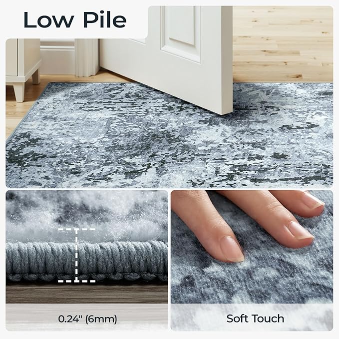 Washable Area Rug 6x9, Large Living Room Rug Non Slip Stain Resistant Rugs for Bedroom, Abstract Non Shedding Aesthetic Floor Carpet for Office Under Table
