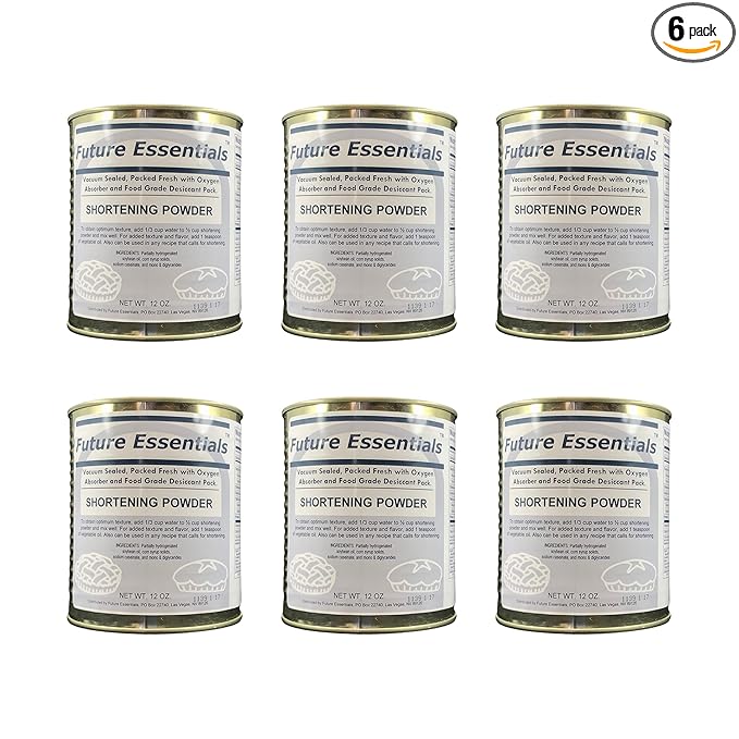 Future Essentials Canned Shortening Powder for baking and cooking | Long Term Storage Shelf Stable | Emergency Survival Food Supply, Camping & Backpacking (#2.5 size) 06 Cans