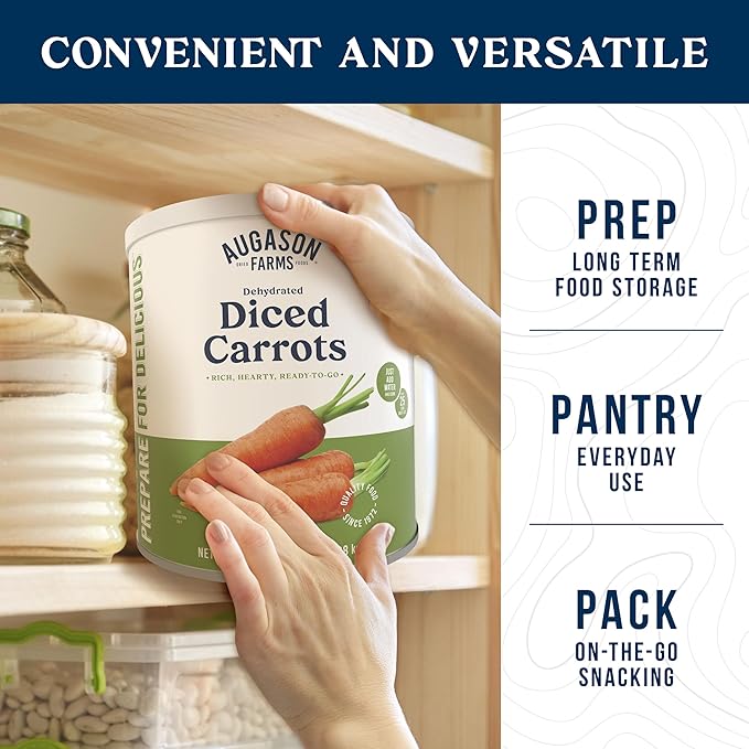 Augason Farms Dehydrated Diced Carrots Can, Emergency Food Supply, Everyday Meals, 216 Servings
