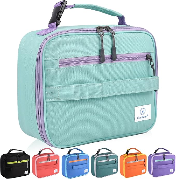 Genteen Lunch Box Kids,Insulated Lunch Bag Kids Boys Girls,Soft Bag Mini Cooler Back to School Thermal Meal Tote Kit Lunch Box for School,Work,Outdoor (Light Green)