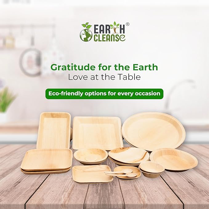 Compostable Palm Leaf Plates 7 Inch Square (100 Pack) | Disposable Biodegradable Plates Like Bamboo & Wooden | Microwave & Oven Safe | Eco-Friendly