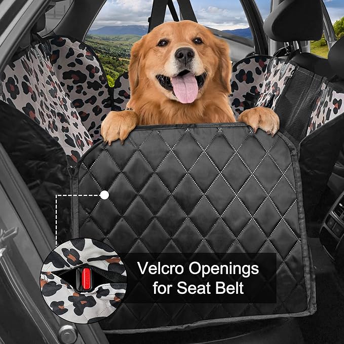 Femuar Dog Car Seat Cover, Waterproof Nonslip Pet Seat Cover for Back Seat with Storage Pockets Mesh Visual Window, Heavy Duty Scratchproof Pet Dog Seat Cover Hammock for Cars Trucks and SUVs