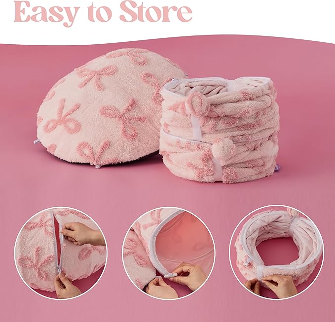 Lesure Cat Tunnel Bed for Indoor Cats - Cute Cat Donut Tunnel Toys with Washable Circle Cushion, Round Pet Peekaboo Cave Toy for Kitten/Puppy/Rabbit, Standard Pink Taffy
