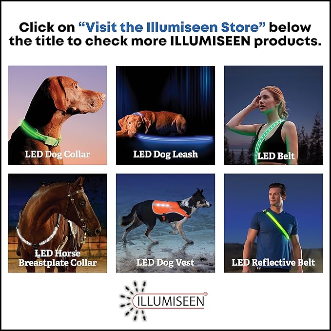 Illumiseen LED Dog Collar USB Rechargeable - Bright & High Visibility Lighted Glow Collar for Pet Night Walking - Weatherproof, in 6 Colors & 6 Sizes (Pink XX-Small)
