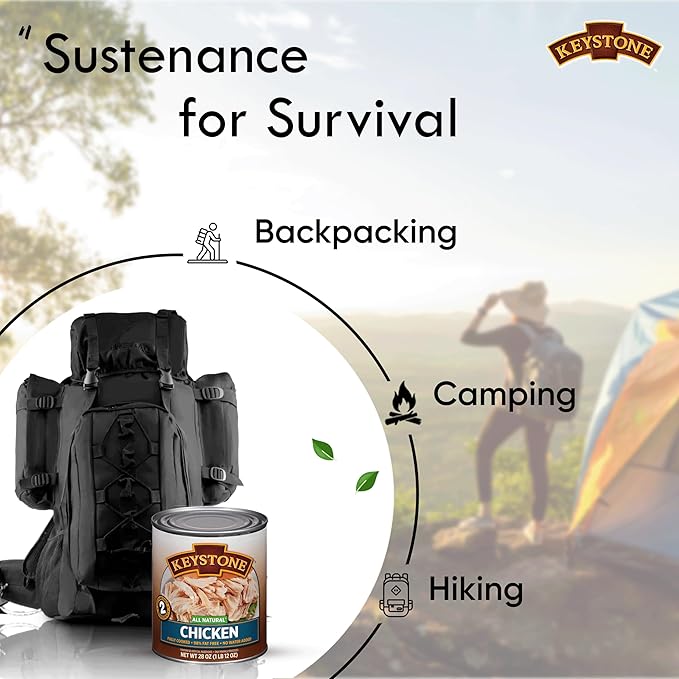 Keystone All Natural Premium Canned Chicken 28 Oz Fully Cooked | No Water Added | Ready to Meat | Quick Meals Emergency Survival Food Canned Meat Pack of 6