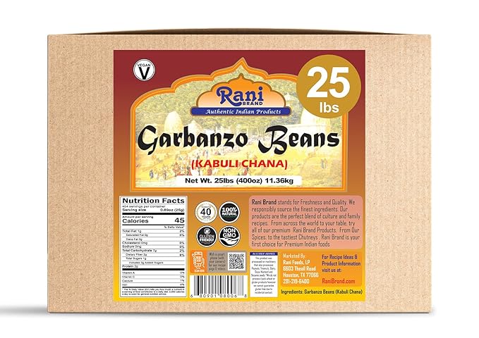 Rani Garbanzo Beans (Kabuli Chana) 400oz (25lbs) 11.36kg Bulk Box ~ All Natural | Vegan | Gluten Friendly | NON-GMO | Indian Origin