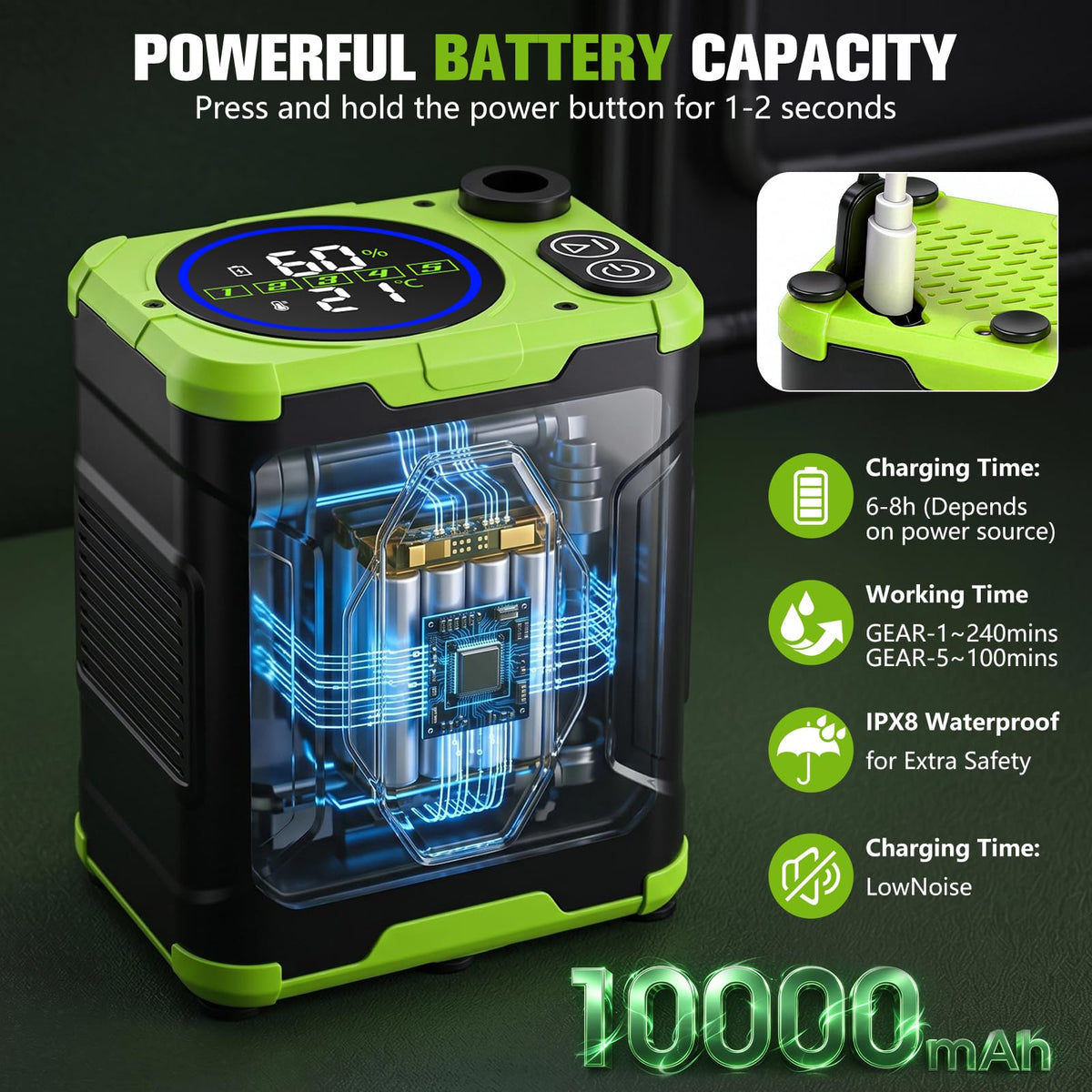 2026 Portable Shower For Camping With Waterproof Dry Bag,10000mAh Rechargeable Portable Camping Shower With Intelligent LED Display, Portable Electric Shower Pump 4 Spray, Outdoor Camping Water Pump