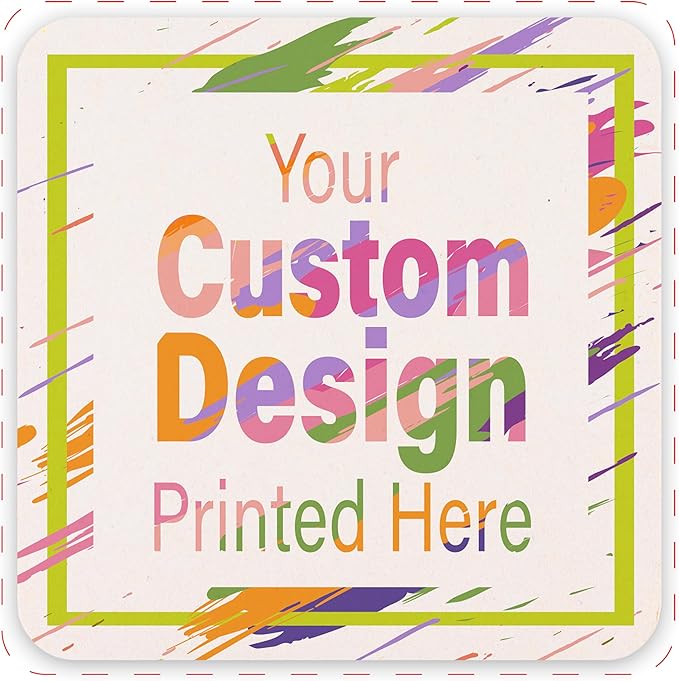 B.E. Green Custom Coasters - Pulpboard Personalized Coasters for Drinks - Full Color Print - Reusable & Absorbent - Beverage Coaster - Promo Events & Celebrations - Pack of 50 - Full Coverage, 4"x 4"