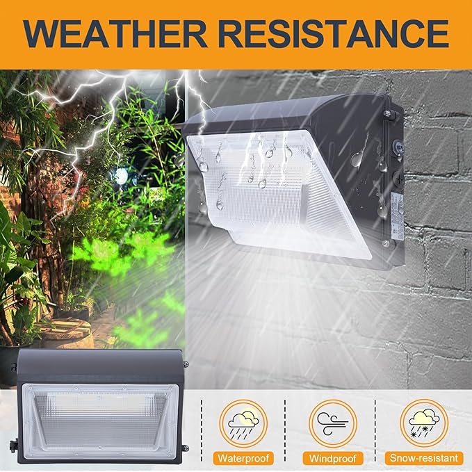 150W LED Wall Pack Light with Photocell, 4000/5000/6500K 3CCT, 80/100/120/150W Selectable, 22500LM Outdoor Wall Pack LED Exterior Light for Parking Lot Building Yard Warehouse, 100-277VAC, ETL Listed