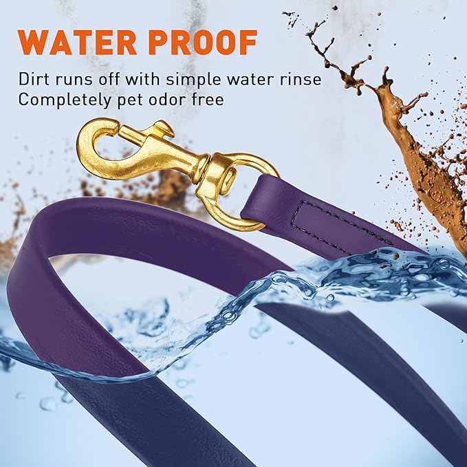 Viper Biothane K9 Working Dog Leash Waterproof Lead for Tracking Training Schutzhund Odor-Proof Long Line with Solid Brass Snap for Puppy Medium and Large Dogs, 10ft Violet Purple