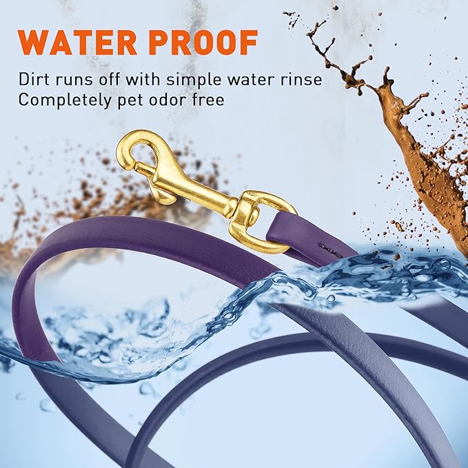 Viper Biothane K9 Working Dog Leash Waterproof Lead for Tracking Training Schutzhund Odor-Proof Long Line with Solid Brass Snap for Puppy Medium and Large Dogs, 20ft Violet Purple