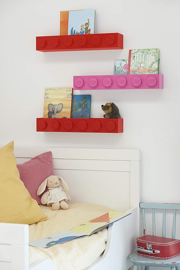 Room Copenhagen, Lego Book Rack - Decorative Floating Shelf Storage - Grey