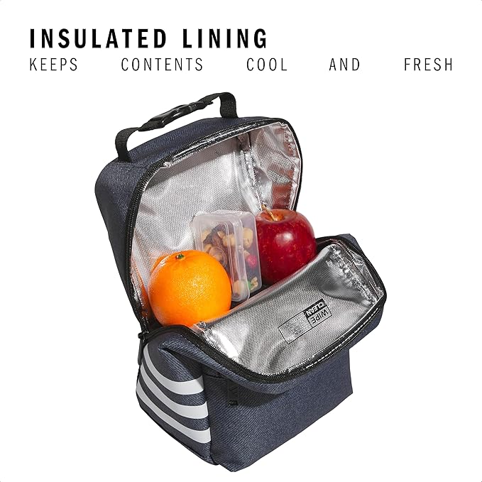 adidas Santiago Lunch Bag Cooler for Women and Men, Insulated Food Container Box with Mesh Pocket, Twill Onix Grey/Black, One Size