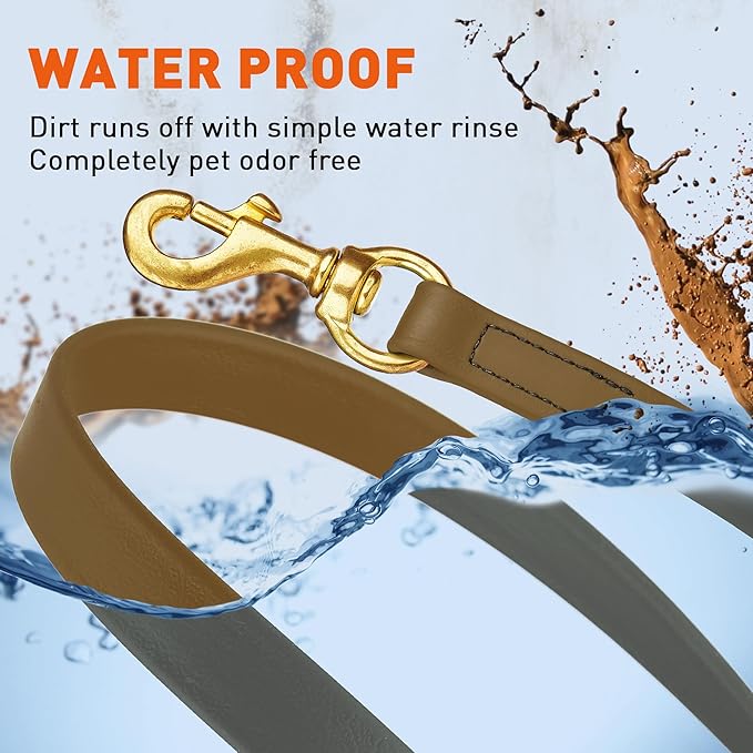 Viper Biothane K9 Working Dog Leash Waterproof Lead for Tracking Training Schutzhund Odor-Proof Long Line with Solid Brass Snap for Puppy Medium and Large Dogs, 10ft Coyote Brown