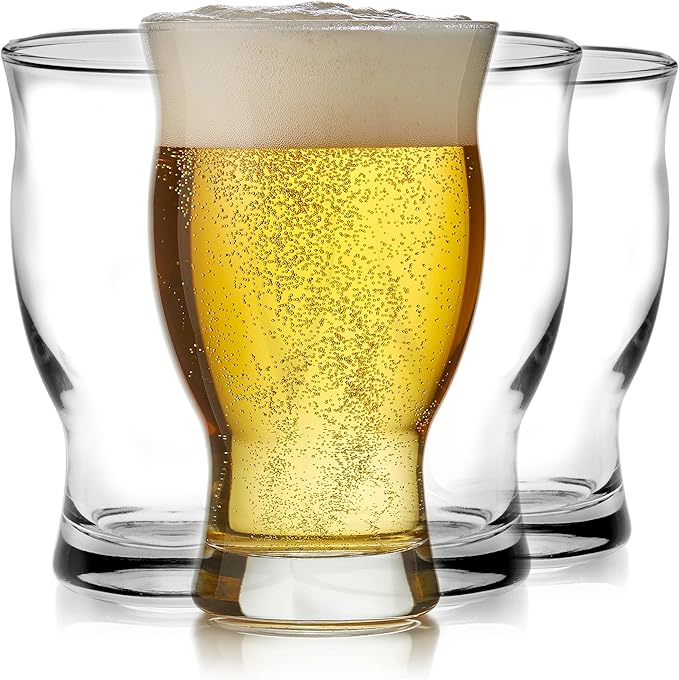Libbey Craft Brews Nucleated Pint Beer Glasses, Dishwasher Safe Pint Glasses Set of 4 for Light Beers, Stouts, Laser Etching Nucleated Beer Glasses