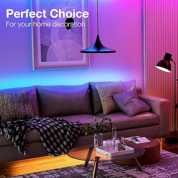 DAYBETTER LED Strip Lights 100ft, Smart Lighting with App Remote Control, RGB LED Lights for Bedroom, Music Sync Color Changing for Room Home Decor Party (1 Roll)