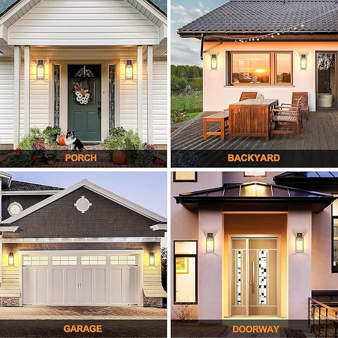 Dusk to Dawn Outdoor Lighting Fixtures for House, ORB Sensor Porch Exterior Lights Wall Mount, Anti-Rust Wall Light, Wall Sconce Lamp, Waterproof Wall Lantern for Garage, 2-PACK