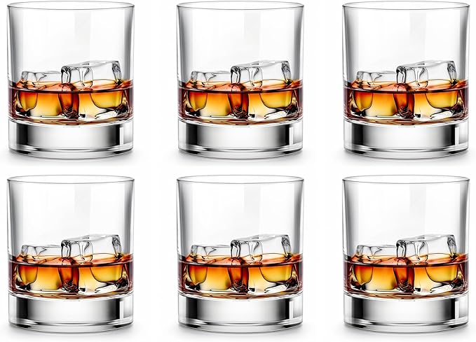 LUXU Whiskey Glasses-Premium 11 OZ Scotch Glass Set of 6 /Old Fashioned Whiskey Glasses/Style Glassware for Bourbon/Rum glass,Clear
