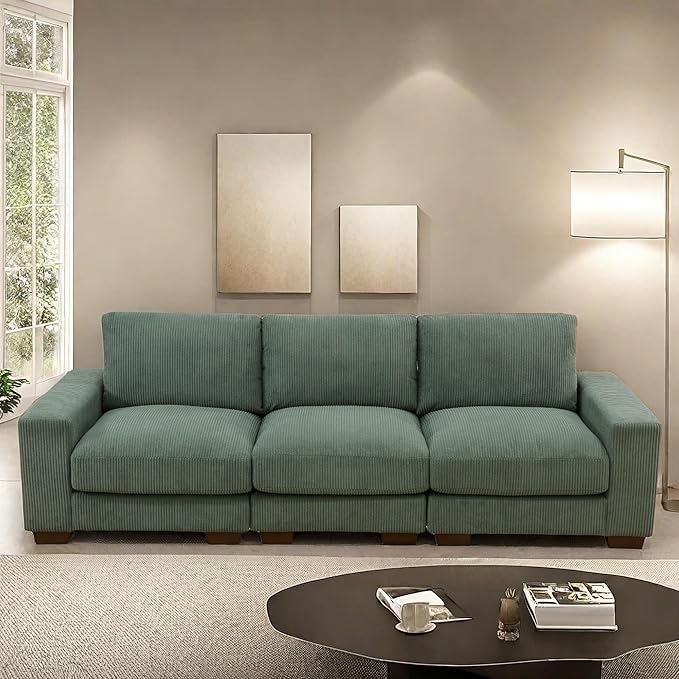 Sectional Couches Sofa for Living Room, 98″ 3 Seater Cloud Couch, Modern Comfy Modular Sectional Sofa with Deep Seats for Bedroom, Small Space, Brown