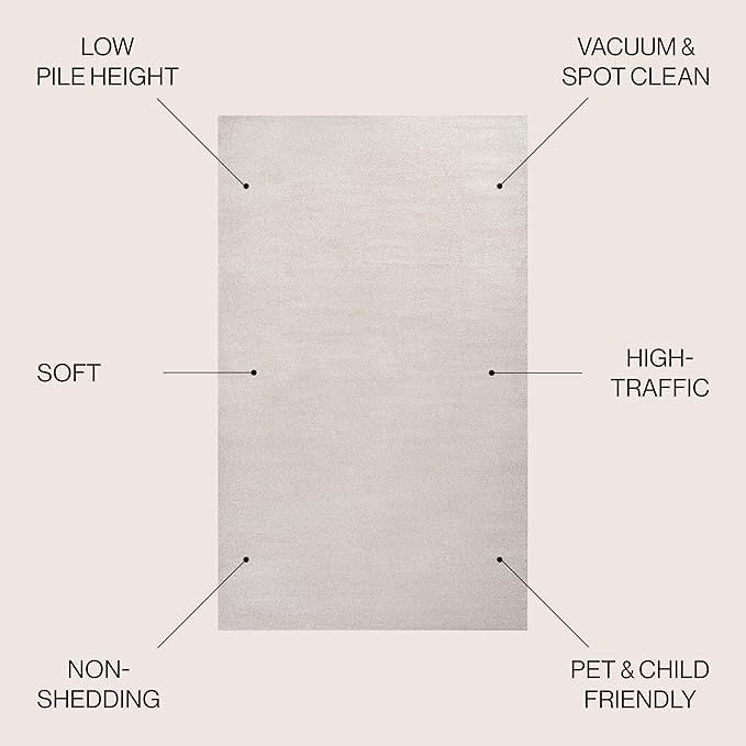 JONATHAN Y Haze Solid Low-Pile Ivory 6' Round Indoor Area Rug, Coastal,Bohemian,Minimalist,Classic, Easy-Cleaning for Living Room,Bedroom,Kitchen,Pet Friendly,Non-Shedding (SEU100D-6R)