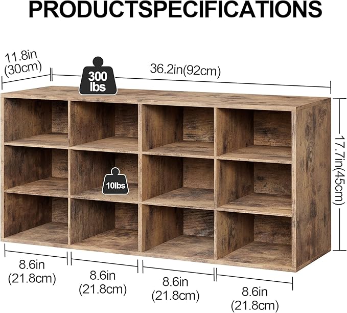 12-Cubby Shoe Rack, 3-Tier Wood Shoe Organizer, Multifunctional Shoe Organizer Bench for Entryway, Mudroom, Hallway, Closet,36.22 * 11.81 * 17.72 Inch,Brown