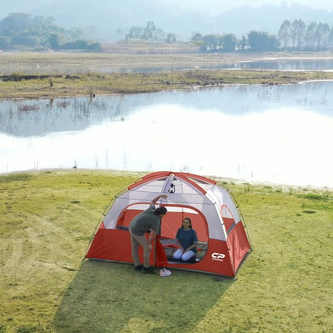 CAMPROS CP Tent 8 Person Camping Tents, Waterproof Windproof Family Tent with Top Rainfly, Large Mesh Windows, Double Layer, Easy Set Up, Portable with Carry Bag, for All Seasons