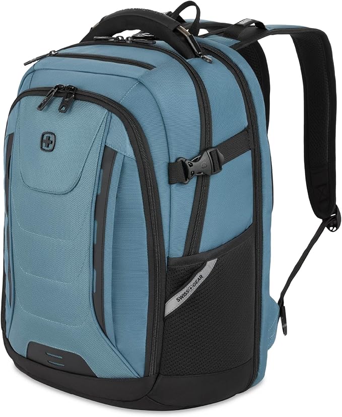 SwissGear Travel Tech Pro Laptop Backpack – Fits Laptops up to 16” – ScanSmart TSA-Friendly Backpack with Multiple Organizer Pockets – Blue