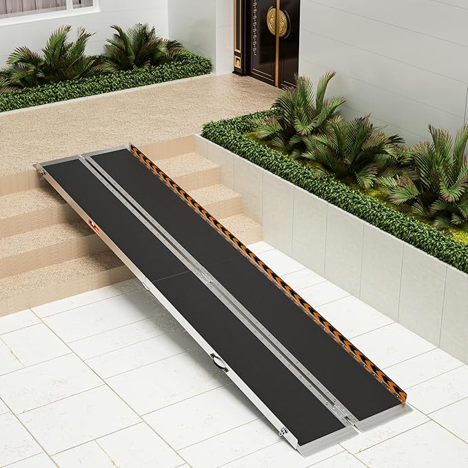 Wheelchair Ramp 10ft, Non-Skid Aluminum Folding Ramps for Wheelchairs for Home Steps, 800 LBS Capacity Handicap Ramp for Doorway, Homes, Threshold, Entry, Stairs 120" Lx 29.2" Wx2H