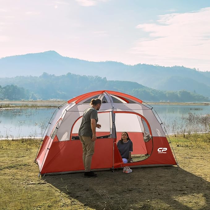 CAMPROS CP Tent 8 Person Camping Tents, Waterproof Windproof Family Tent with Top Rainfly, Large Mesh Windows, Double Layer, Easy Set Up, Portable with Carry Bag, for All Seasons