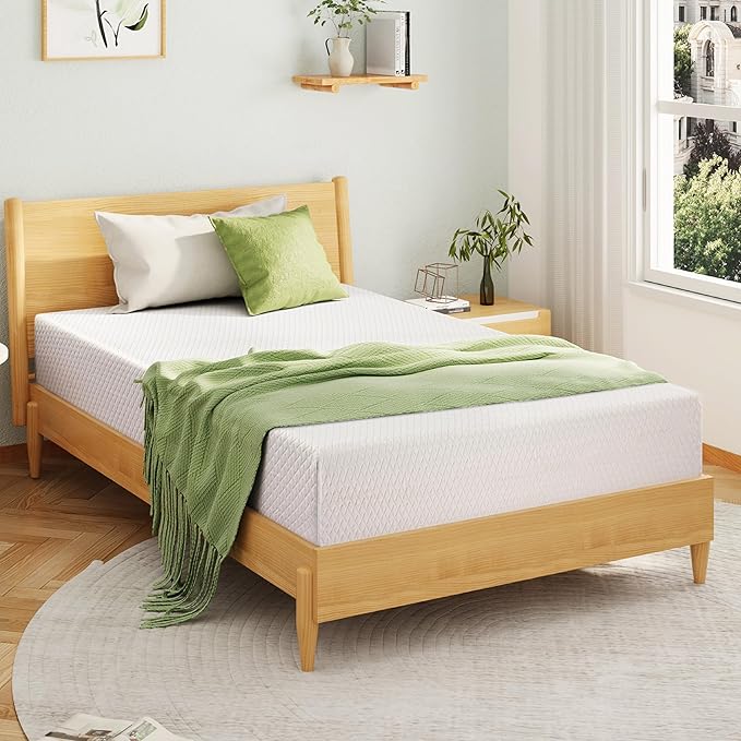 Twin XL Memory Foam Mattress, 8 Inch Bed Mattress in a Box with Cooling Green Tea Gel, Relieve Pressure with Medium Support, CertiPUR-US Certified, 80''L x 38''W, White
