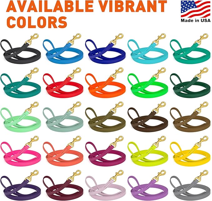 Viper Biothane K9 Working Dog Leash Waterproof Lead for Tracking Training Schutzhund Odor-Proof Long Line with Solid Brass Snap for Puppy Medium and Large Dogs, 20ft Sky Blue