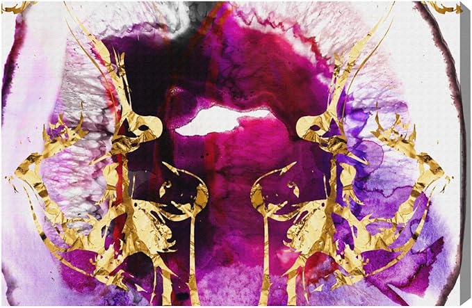 The Oliver Gal Artist Co. Abstract Wall Art Canvas Prints 'Smoking Agate' Home Décor, 36 in x 24 in, Purple, Gold