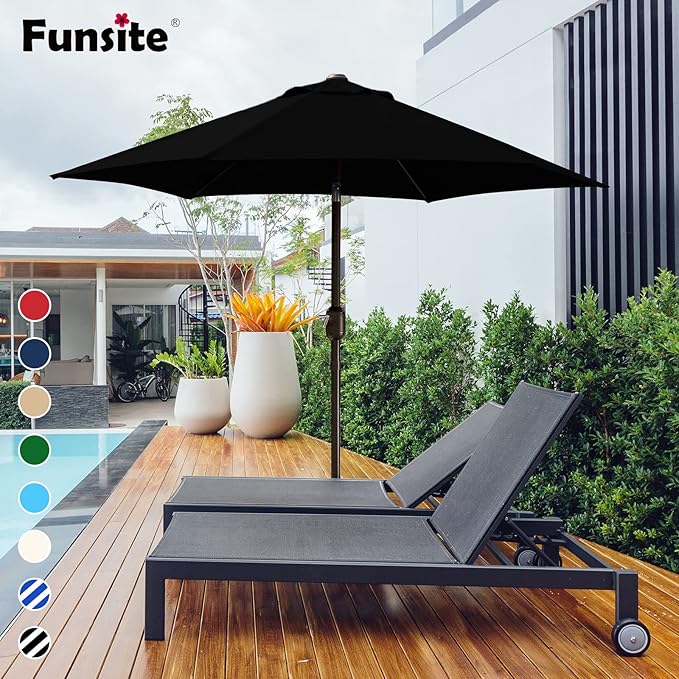 7.5Ft/9Ft Patio Umbrella, UV Protect Pool Umbrella with Heavy Duty Pole,Outdoor Umbrella with Push Botton Tilt & Crank