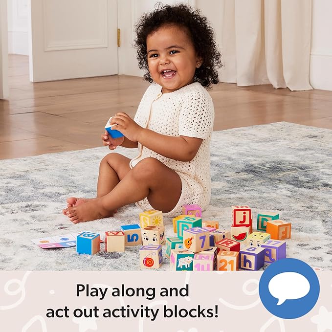 Ms. Rachel Melissa & Doug Letter, Number, and Game Wooden Learning Blocks with Activity Cards for Girls and Boys Toddlers Ages 18 Months+ - FSC Certified
