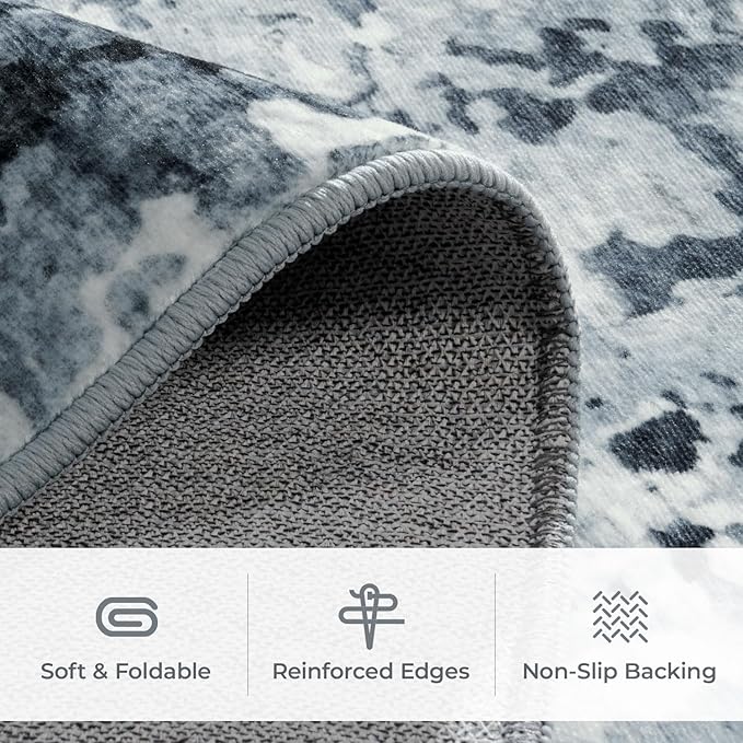 Washable Area Rug 6x9, Large Living Room Rug Non Slip Stain Resistant Rugs for Bedroom, Abstract Non Shedding Aesthetic Floor Carpet for Office Under Table
