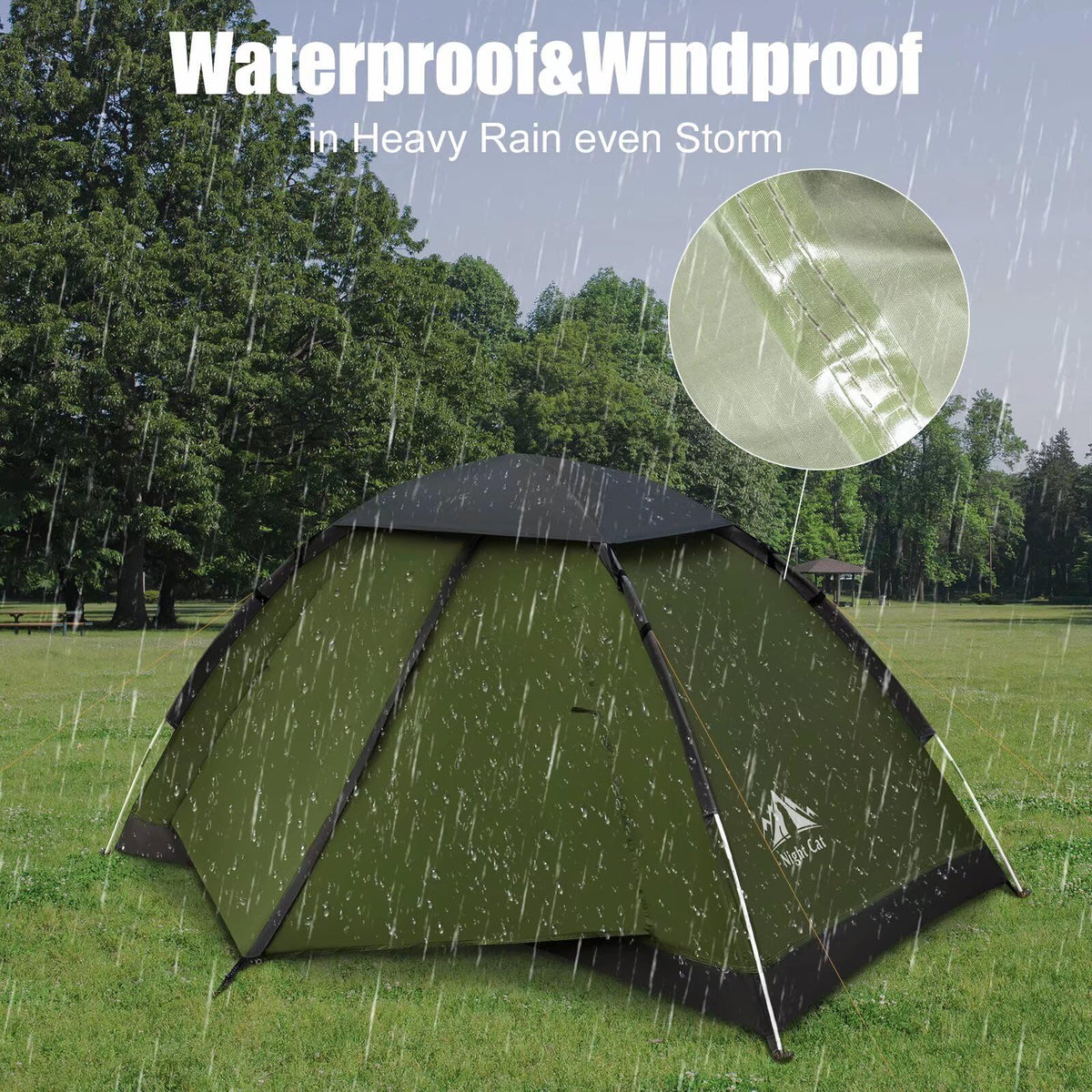 Night Cat Backpacking Tent for One 1 to 2 Persons Lightweight Waterproof Camping Hiking Tent for Adults Kids Scouts Easy Setup Single Layer 2.2x1.2m