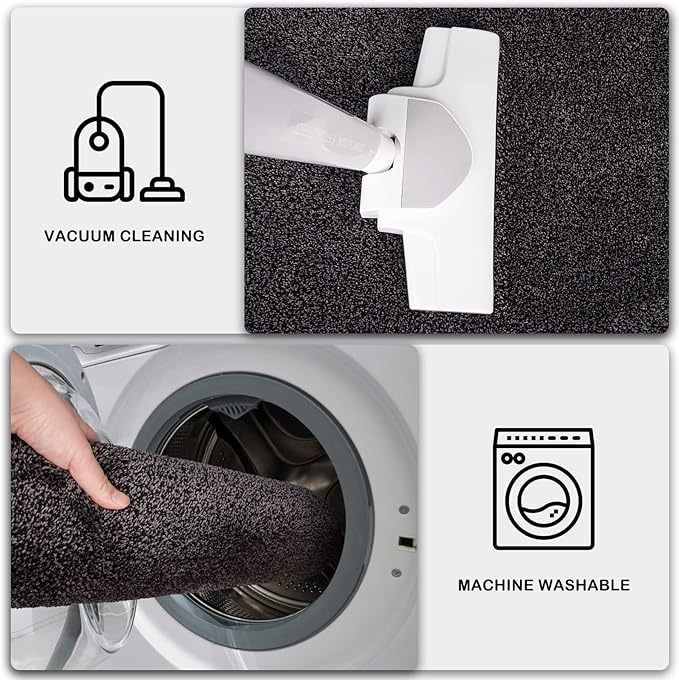 PURRUGS Dirt Trapping Door Mat 48" x 48", Non-Slip Machine Washable Entryway Rug, Dog Doormat, Indoor Front Door Mat, Super Absorbent Entry Rug for Muddy Shoes & Paws, Charcoal