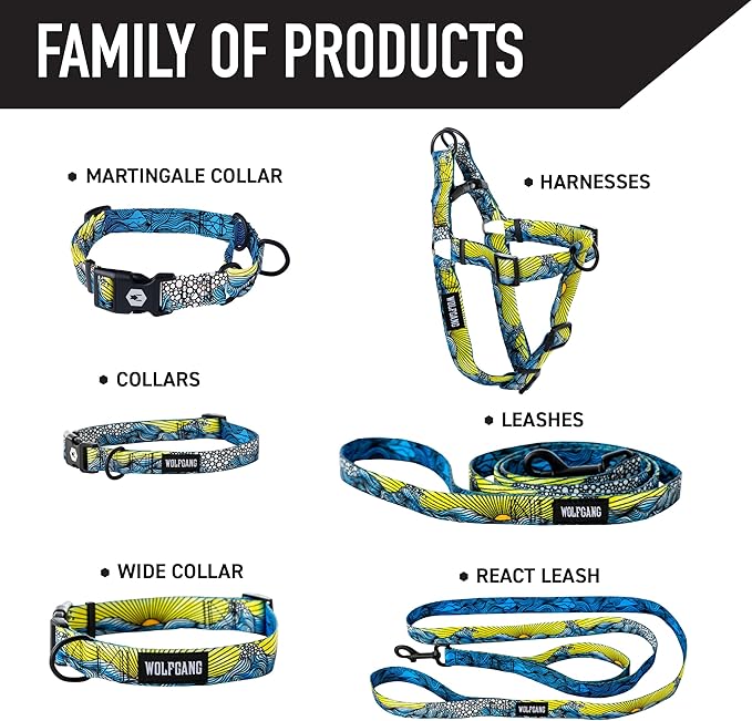 Wolfgang Heavy Duty Adjustable Dog Harness, Pull-Tested to Over 800 lbs for Walking & Training, DawnPatrol Print, Small