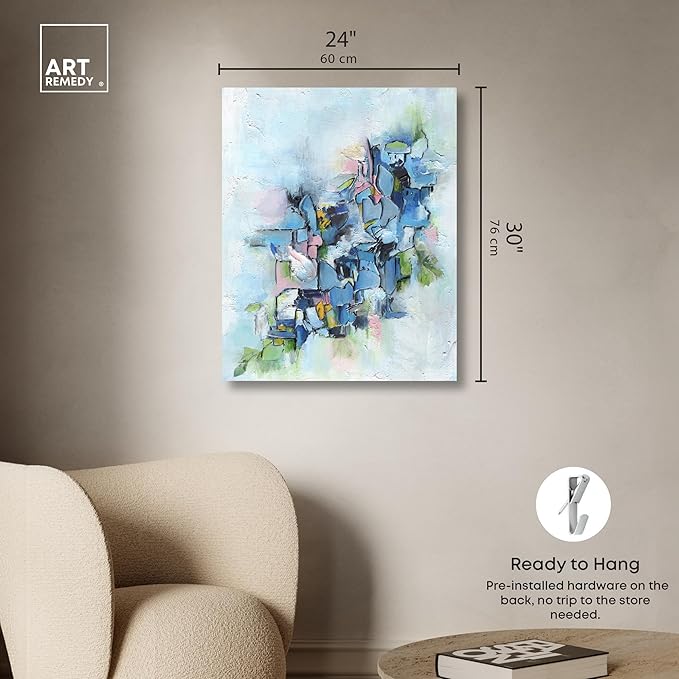 Art Remedy Poesy Canvas Modern Blue Abstract Wall Art, Gallery Wrapped, 24" x 30"
