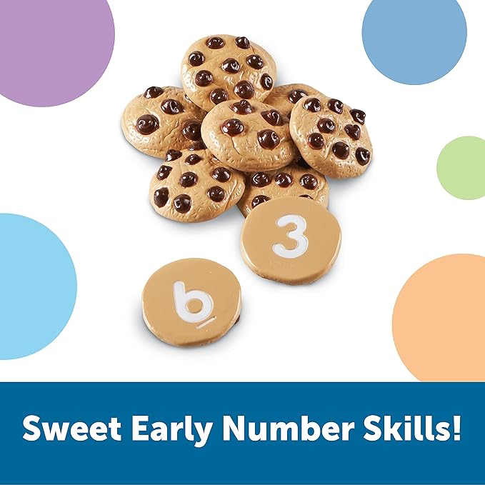 Learning Resources Smart Counting Cookies - Chocolate Chip Play Food, Preschool Activities, Toddler Sensory Toy, Play Kitchen Accessories, Sorting and Stacking, Fine Motor Numbers , Math Games