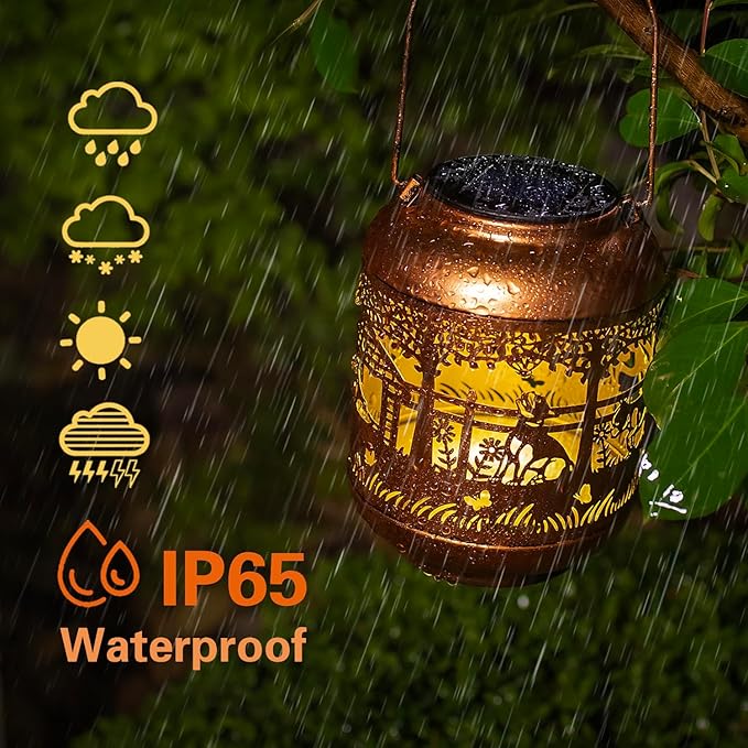 French Bulldog Solar Lanterns Outdoor Waterproof,Hanging Solar Lights French Bulldog Gifts for Women Men Metal LED Decorative Light for Yard,Patio,Lawn,Tabletop,Pathway,Landscape,Garden Decor