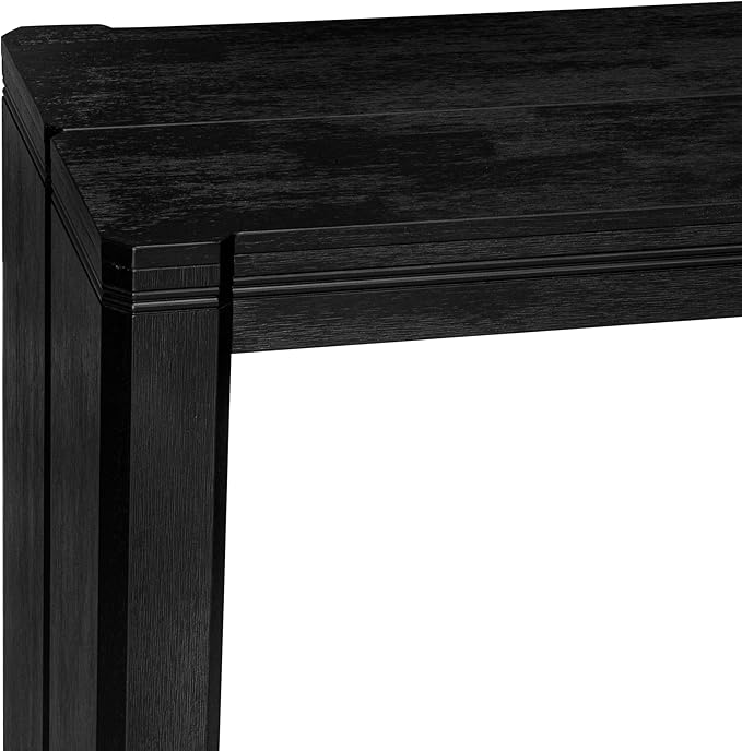 X02EL-206-35 - 5-piece Modern Dining Table Set a Rectangular Kitchen Table and 2 wooden Benches and 2 Doeskin Linen Fabric Dining Chair, 39x120 Inch, Wire Brushed Black