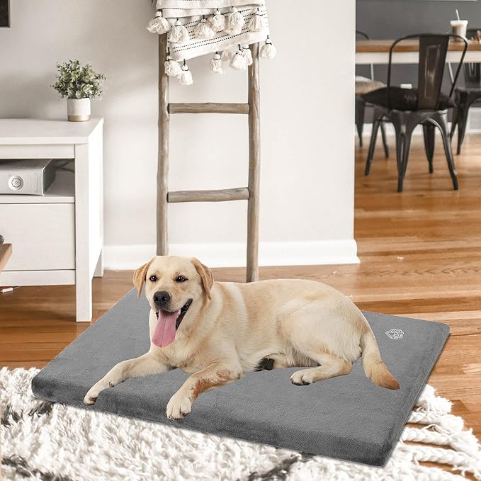 EMPSIGN Stylish Dog Bed Mat Dog Crate Pad Mattress Reversible (Cool & Warm), Water Proof Linings, Removable Machine Washable Cover, Firm Support Small to XX Large Dogs, Grey,XL(41''''*28''''*3'''')