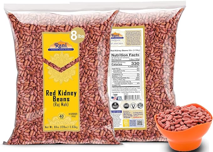 Rani Red Kidney Beans, Light 128oz (8lbs) 3.63kg Bulk ~ All Natural | Vegan | Gluten Friendly | NON-GMO | Kosher | Raj Mah