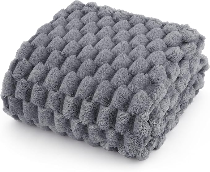 Bedsure Dog Blanket for Large Dogs Washable - Fluffy Fuzzy Puppy Cat Flannel Blanket with Premium 350GSM Coral Fleece Soft for Pet Kitten Doggy, Grey Bobo, 40x50IN