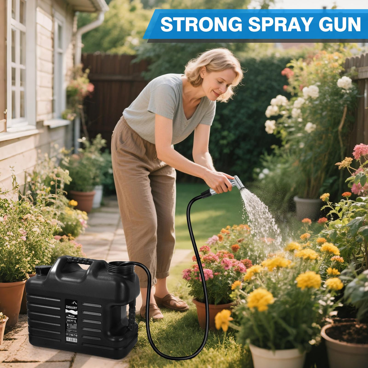 Portable Camping Shower with 5 Gallon Water Jug, 6000mAh Rechargeable Outdoor Camping Shower Kit, IPX7 Waterproof Pump BPA Free Water Containers Camp Essentials Black