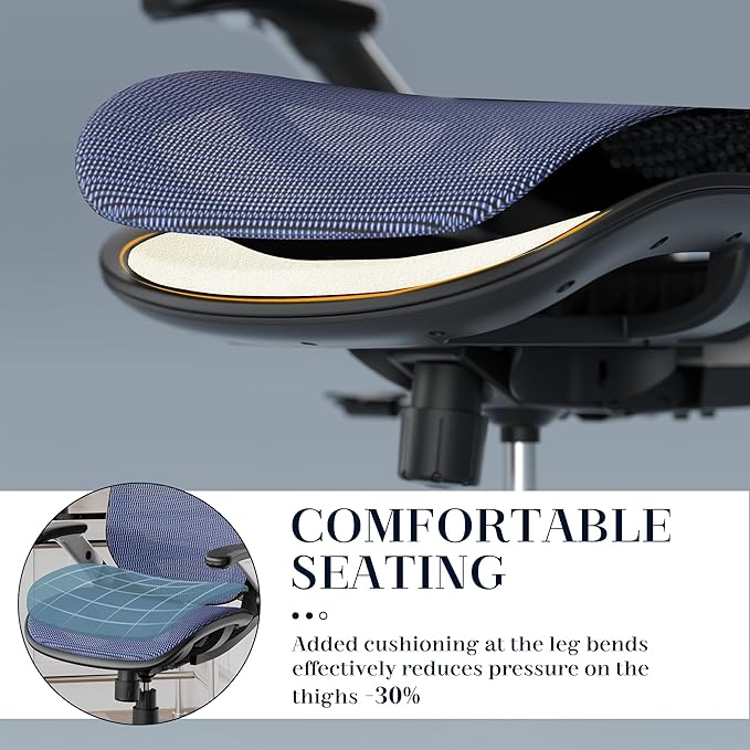 GABRYLLY Ergonomic Office Chair, High Back Mesh Desk Chair with Adjustable Headrest, Flip-Up Arms, 90-120° Tilt Lock, Lumbar Support and Comfy Seat, Swivel Computer Task Chair, Blue
