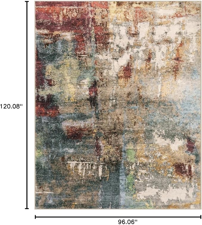 Lahome Modern Abstract Living Room Rug 8x10, Washable 8x10 Area Rugs for Bedroom Stain Resistant Non Slip, Large Red Soft Indoor Carpet for Dining Room Table Home Decor