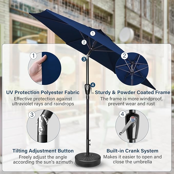 Simple Deluxe 9' Patio Umbrella Outdoor Table Market Yard Umbrella with Push Button Tilt/Crank